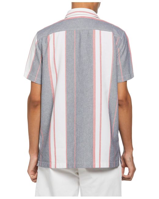 Perry Ellis White Oxford Stripe Print Shirt for men
