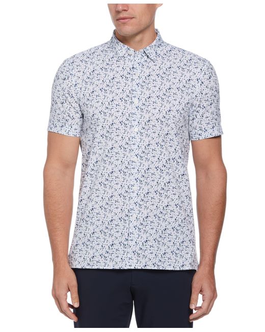 Perry Ellis Blue Total Stretch Ditsy Floral Print Shirt for men