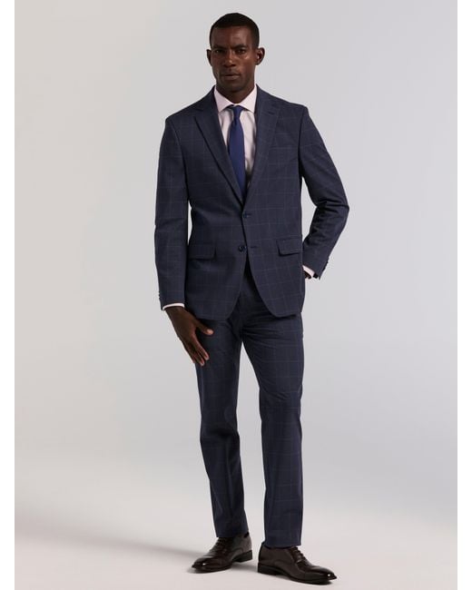 Perry Ellis Gray Slim Fit Windowpane Suit Jacket for men