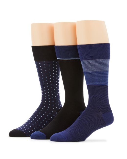 Perry Ellis Blue Superior Soft Luxury Stripe Color Block Socks for men