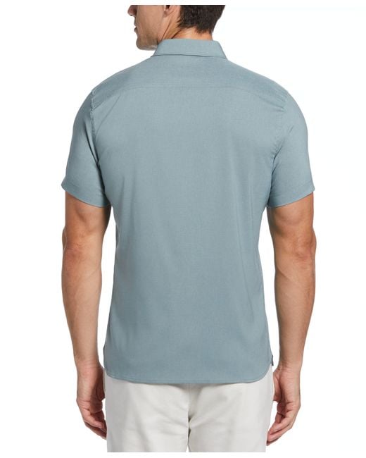 Perry Ellis Blue Total Stretch Slim Fit Heather Pocket Shirt for men