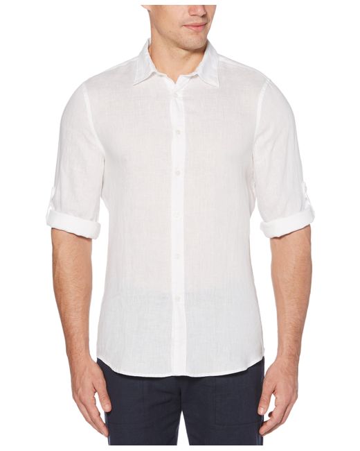 Perry Ellis Untucked Roll Sleeve Linen 
