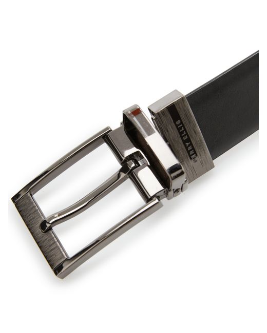 Perry Ellis Black Reversible Scratch Leather Belt for men