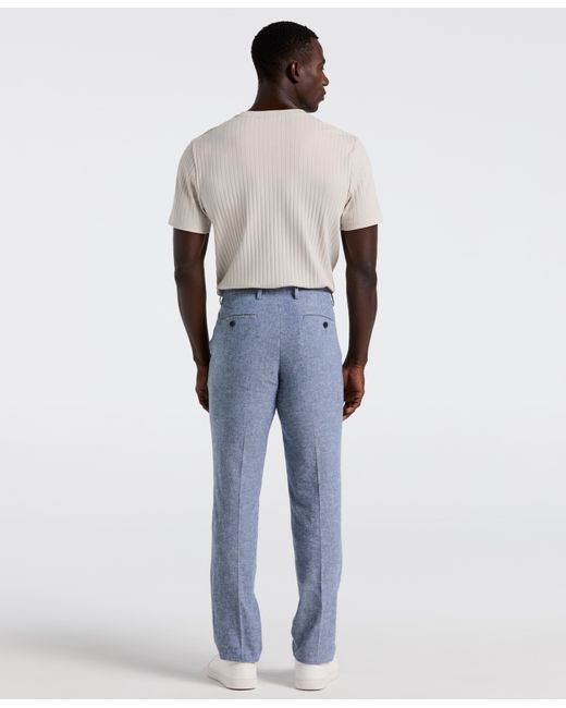 Perry Ellis White Slim Fit Flat Front Linen Blend Chino Pants for men