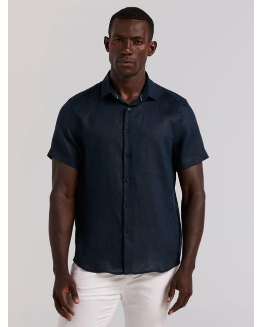 Perry Ellis White Linen Short Sleeve Shirt for men