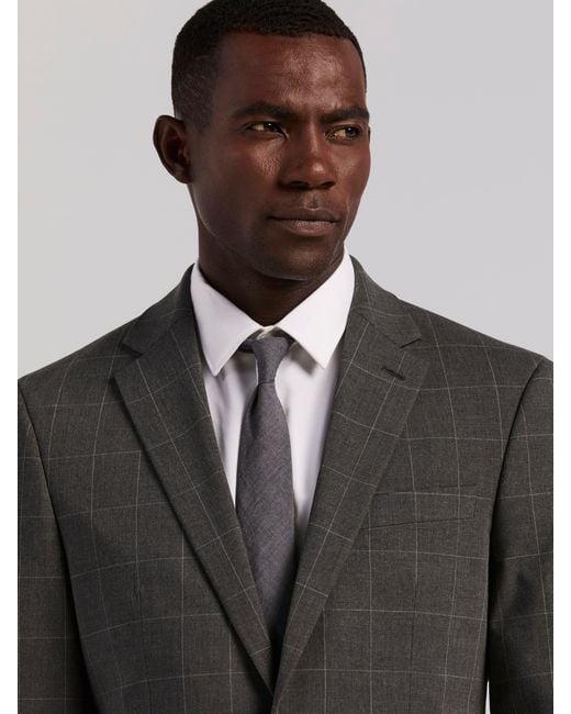 Perry Ellis Gray Slim Fit Windowpane Suit Jacket for men