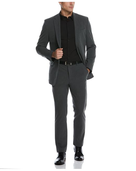 Perry Ellis Black Slim Fit Stretch Textured Tech Suit Jacket for men