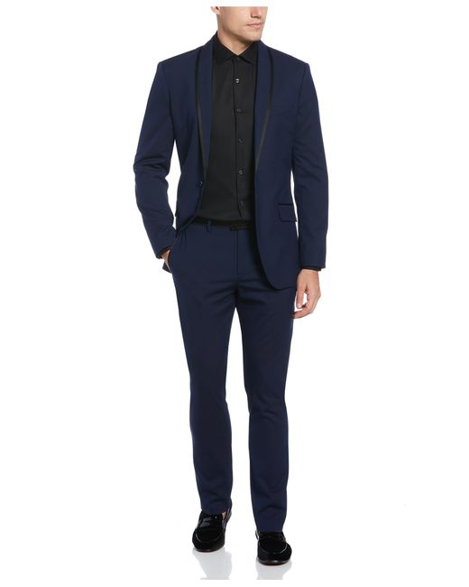 Perry Ellis Blue Very Slim Fit Tuxedo Jacket for men