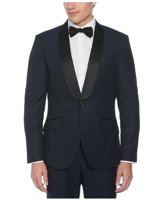 Perry Ellis Blue Slim Fit Textured Tuxedo Jacket for men