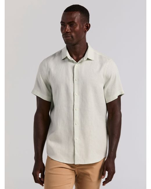 Perry Ellis Blue Linen Short Sleeve Shirt for men