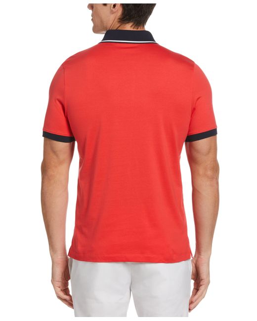 Perry Ellis Red Shoulder Tape Zip Polo for men