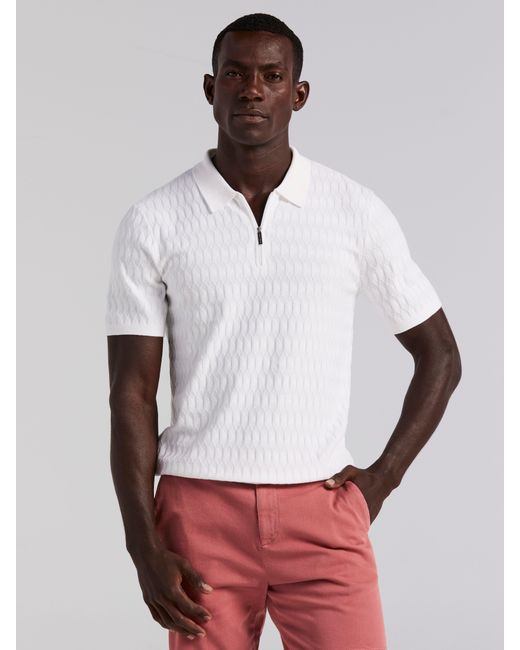 Perry Ellis Black Geometric Pattern Zip Sweater Polo for men