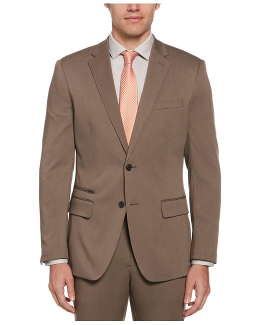 Perry Ellis Brown Slim Fit Herringbone Suit Jacket for men