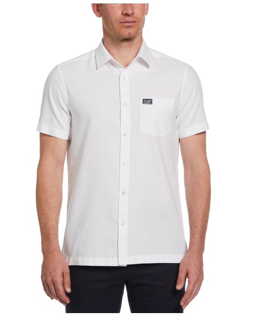 Perry Ellis White Short Sleeve Solid Oxford Shirt for men