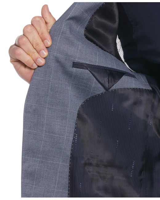 Perry Ellis Blue Slim Fit Plaid Suit Jacket for men