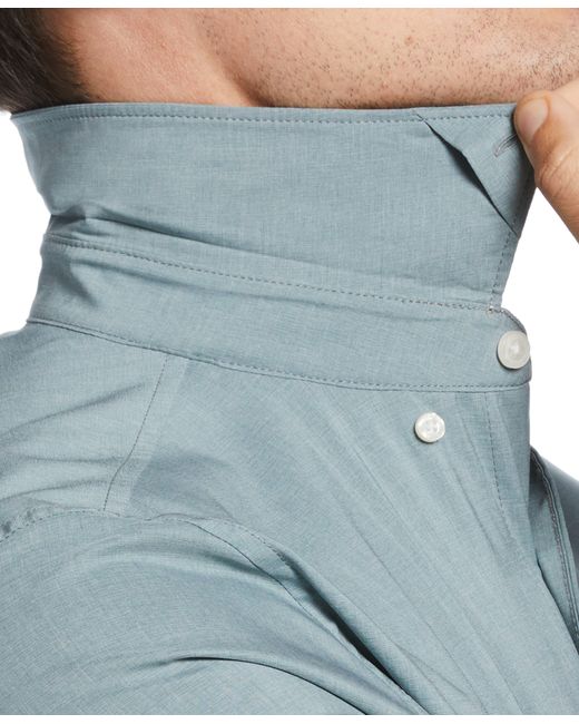 Perry Ellis Blue Total Stretch Slim Fit Heather Pocket Shirt for men
