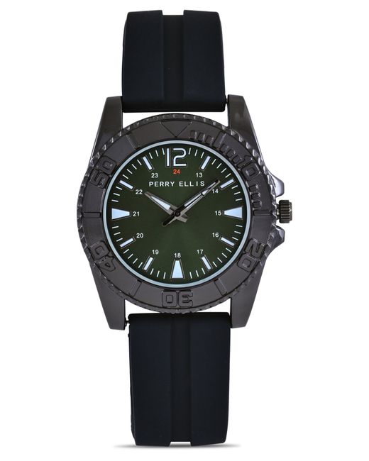 Perry Ellis Black Silicone Strap Sport Watch for men