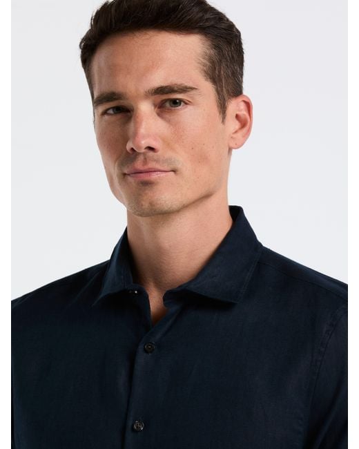 Perry Ellis Natural Linen Long Sleeve Shirt for men