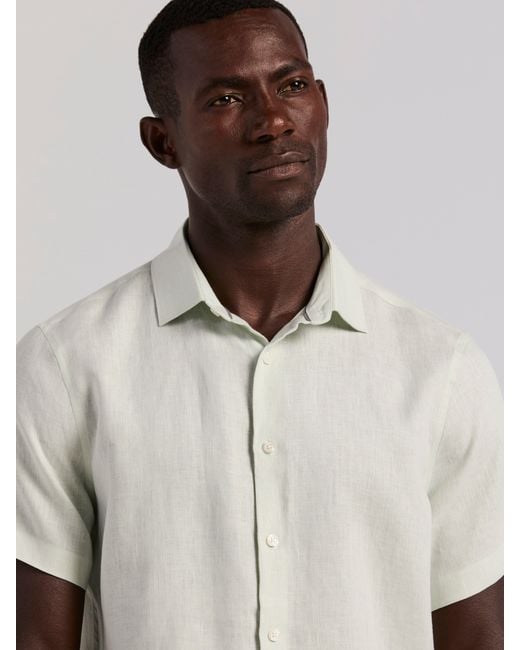 Perry Ellis Blue Linen Short Sleeve Shirt for men