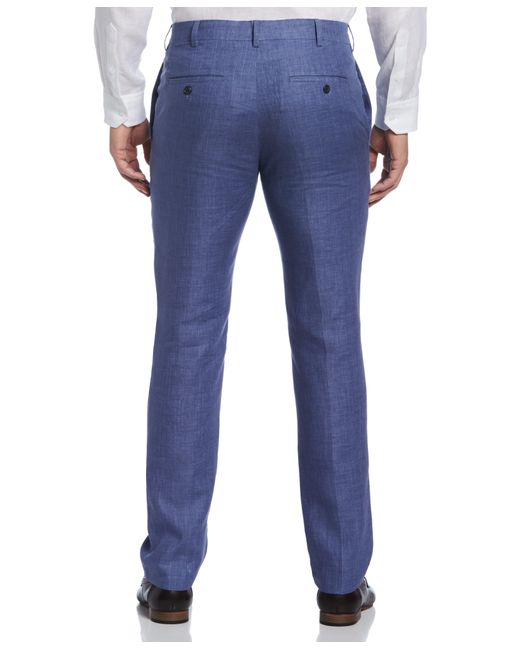 Perry Ellis Cubaveratm Flat Front Delave Linen Pant in Blue for Men | Lyst