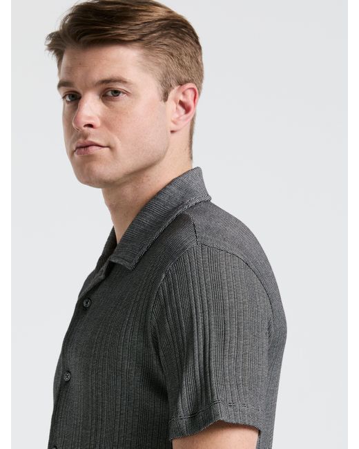 Perry Ellis Gray Ribbed Stripe Shirt for men