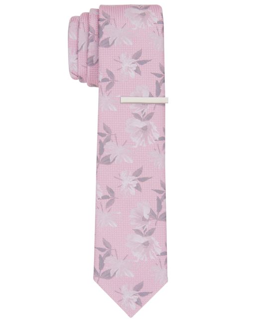 Perry Ellis Pink Lindley Floral Slim Tie for men