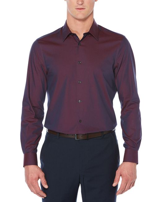 Perry Ellis Purple Big And Tall Non-iron Iridescent Twill Shirt for men