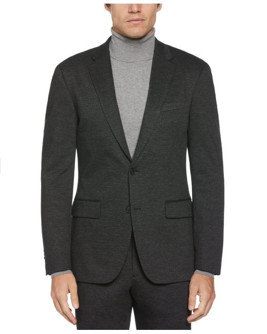 Perry Ellis Black Slim Fit Two Tone Smart Knit Suit Jacket for men