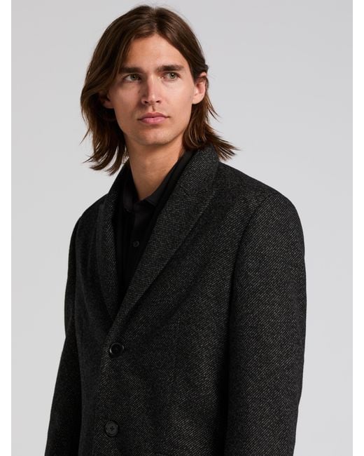 Perry Ellis Black Ezra Single Breasted 3 Button Overcoat for men