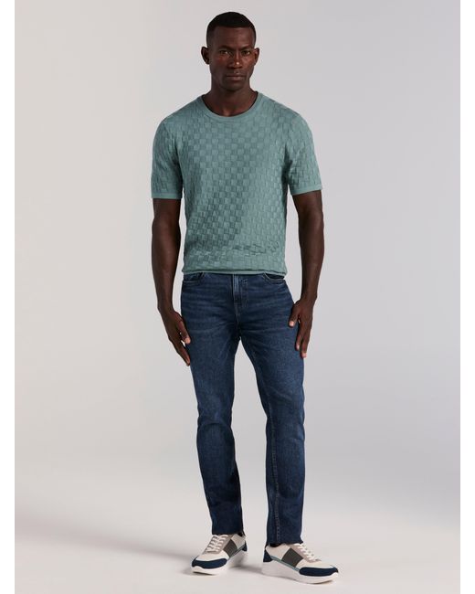 Perry Ellis Gray Square Pattern Crew Neck Sweater T-Shirt for men