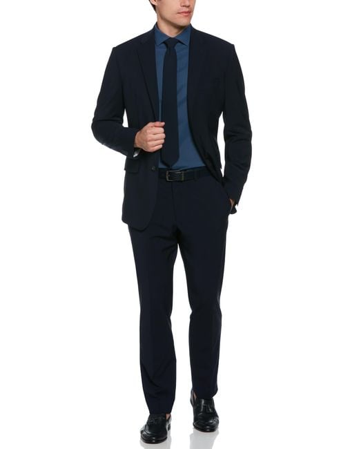 Perry Ellis Blue Slim Fit Textured Suit Jacket for men