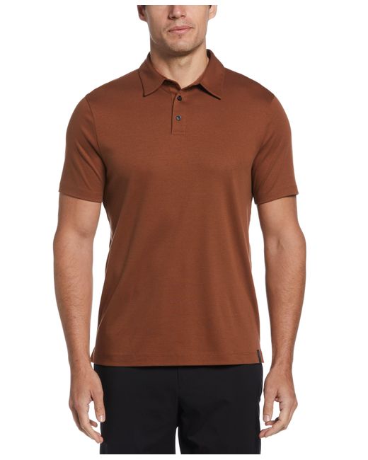Perry Ellis Brown Big And Tall Smart Interlock Solid Polo for men