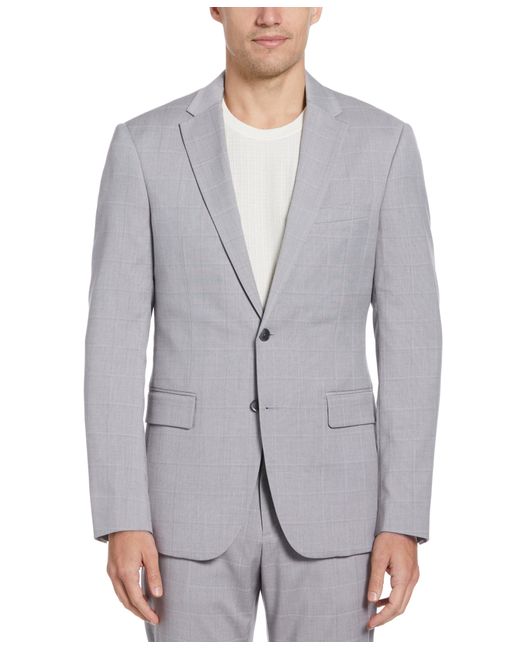 Perry Ellis Gray Windowpane Plaid Suit Jacket for men