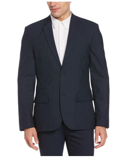 Perry Ellis Blue Slim Fit Packable Stretch Tech Wool Suit Jacket for men