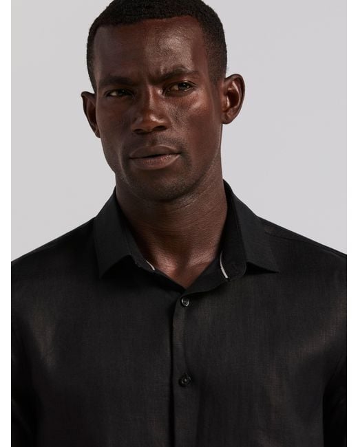 Perry Ellis Blue Linen Long Sleeve Shirt for men