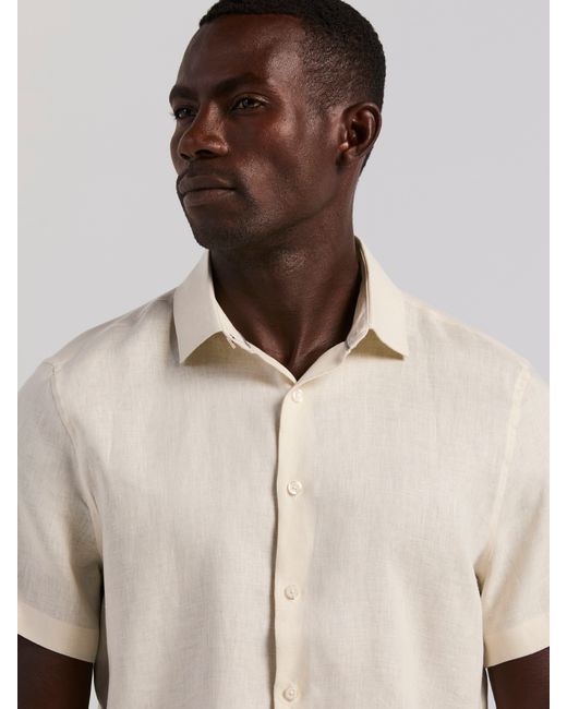 Perry Ellis Blue Linen Short Sleeve Shirt for men