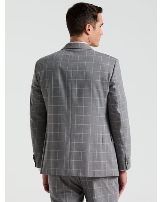 Perry Ellis Gray Slim Fit Windowpane Pattern Suit Jacket for men