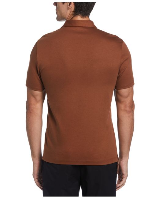 Perry Ellis Brown Big And Tall Smart Interlock Solid Polo for men