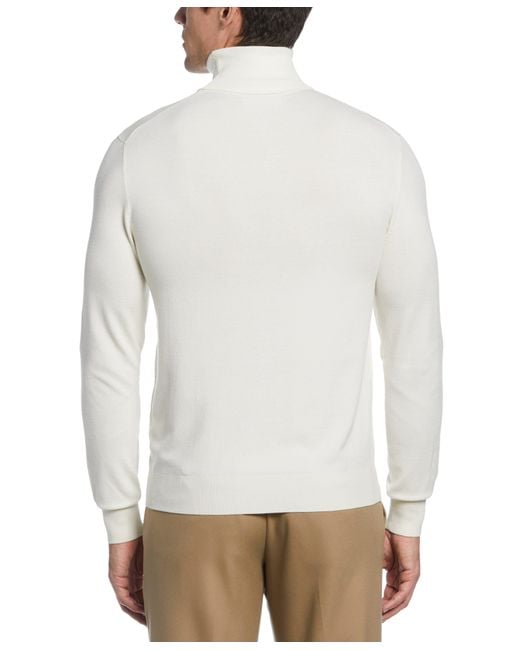 Perry Ellis White Solid Tech Knit Turtleneck Sweater for men