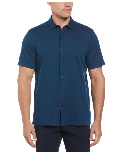 Perry Ellis Blue Short Sleeve Dobby Shirt for men