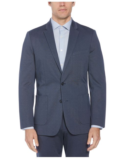 Perry Ellis Blue Slim Fit Microgrid Knit Suit Jacket for men