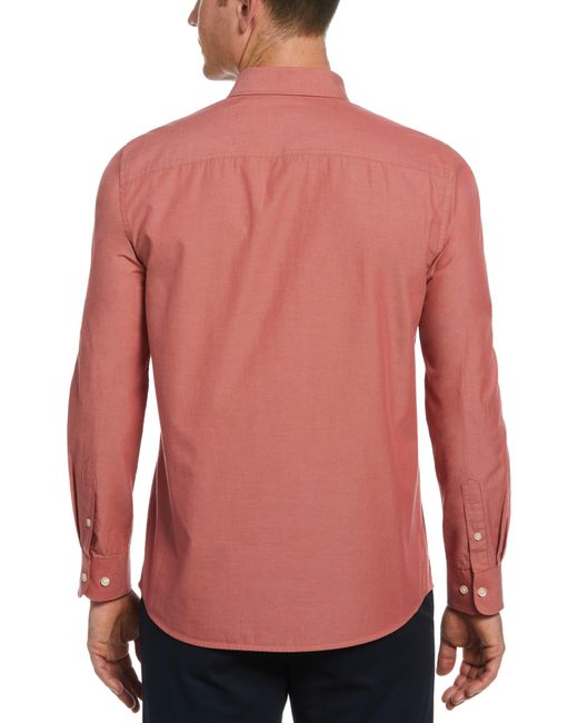 Perry Ellis Blue Cotton Washed Oxford Shirt for men