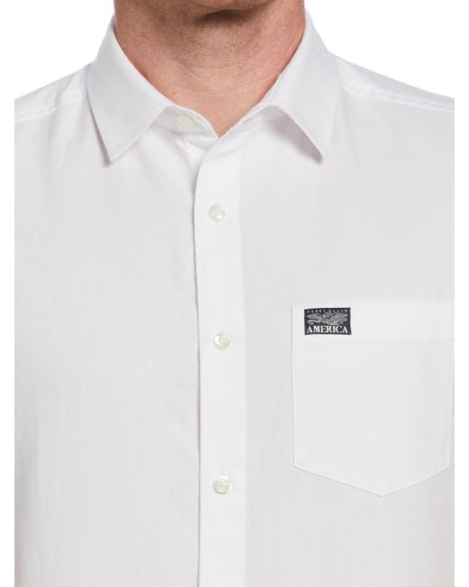Perry Ellis White Short Sleeve Solid Oxford Shirt for men
