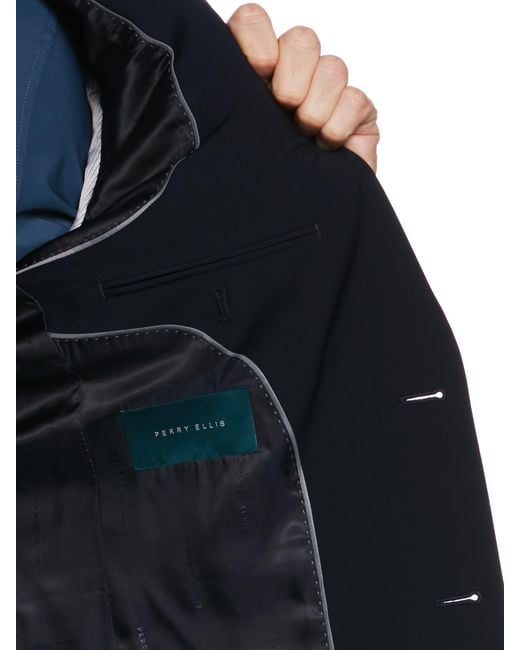 Perry Ellis Blue Slim Fit Textured Suit Jacket for men