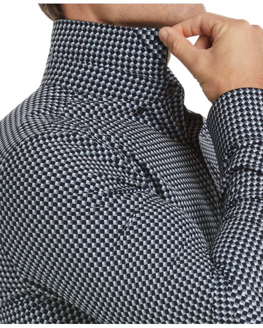 Perry Ellis Gray Slim Fit Total Stretch Geometric Pattern Shirt Pants for men