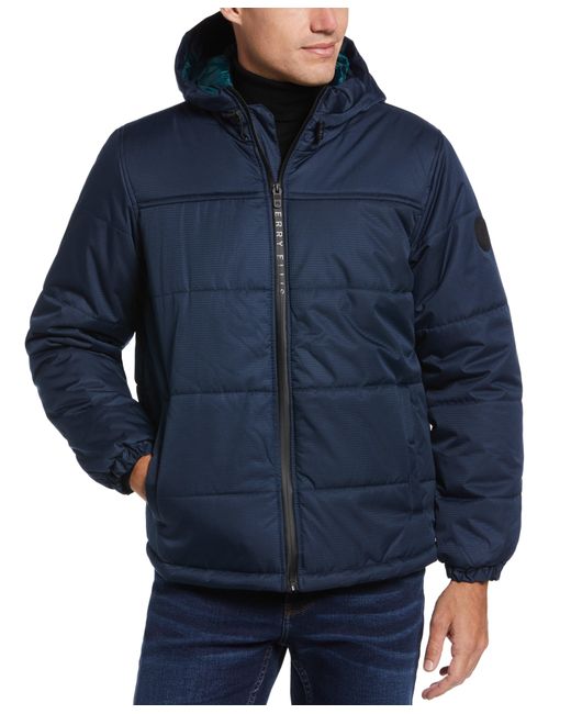 Perry Ellis Ripstop Puffer Jacket in Blue for Men | Lyst