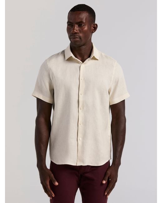 Perry Ellis Blue Linen Short Sleeve Shirt for men