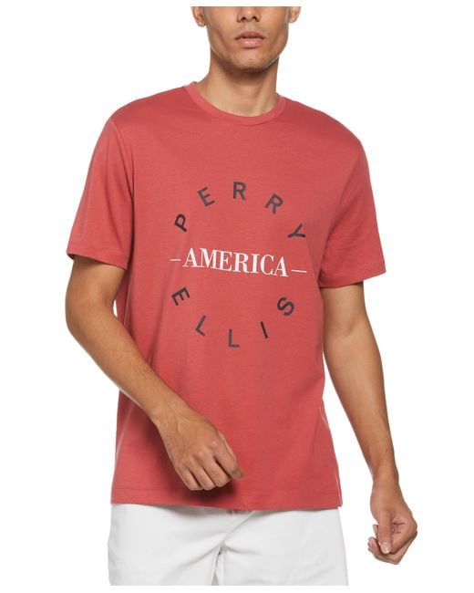 Perry Ellis Red 'Circle Graphic T-Shirt for men