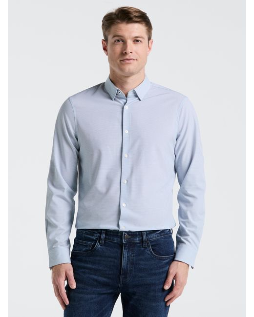 Perry Ellis Blue Slim Fit Float Pattern Shirt for men