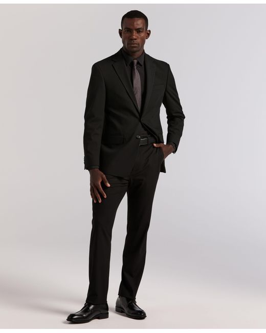 Perry Ellis Men's Black Slim Fit Gabardine Suit Pants